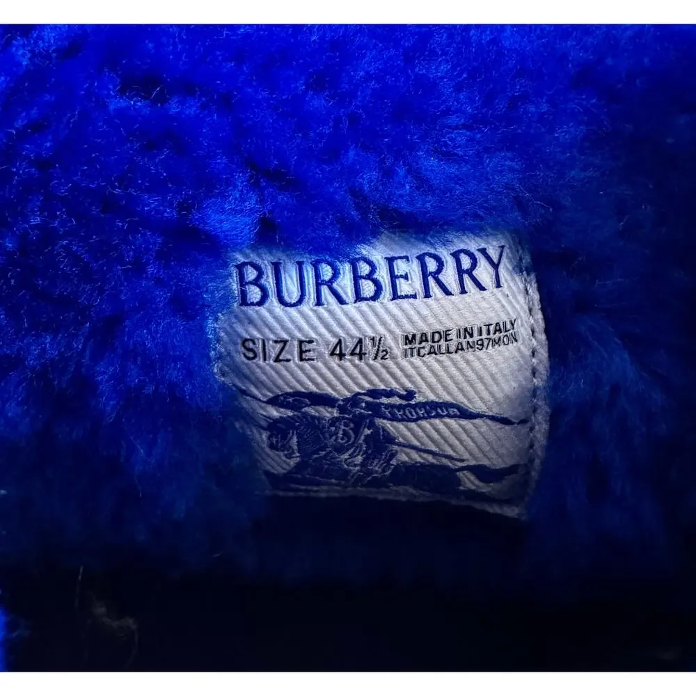 Burberry NWT Blue/Black Shearling Embellished Suede Creeper Boot - Picture 5 of 10